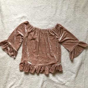 NWT Blush crushed velvet off the shoulder top